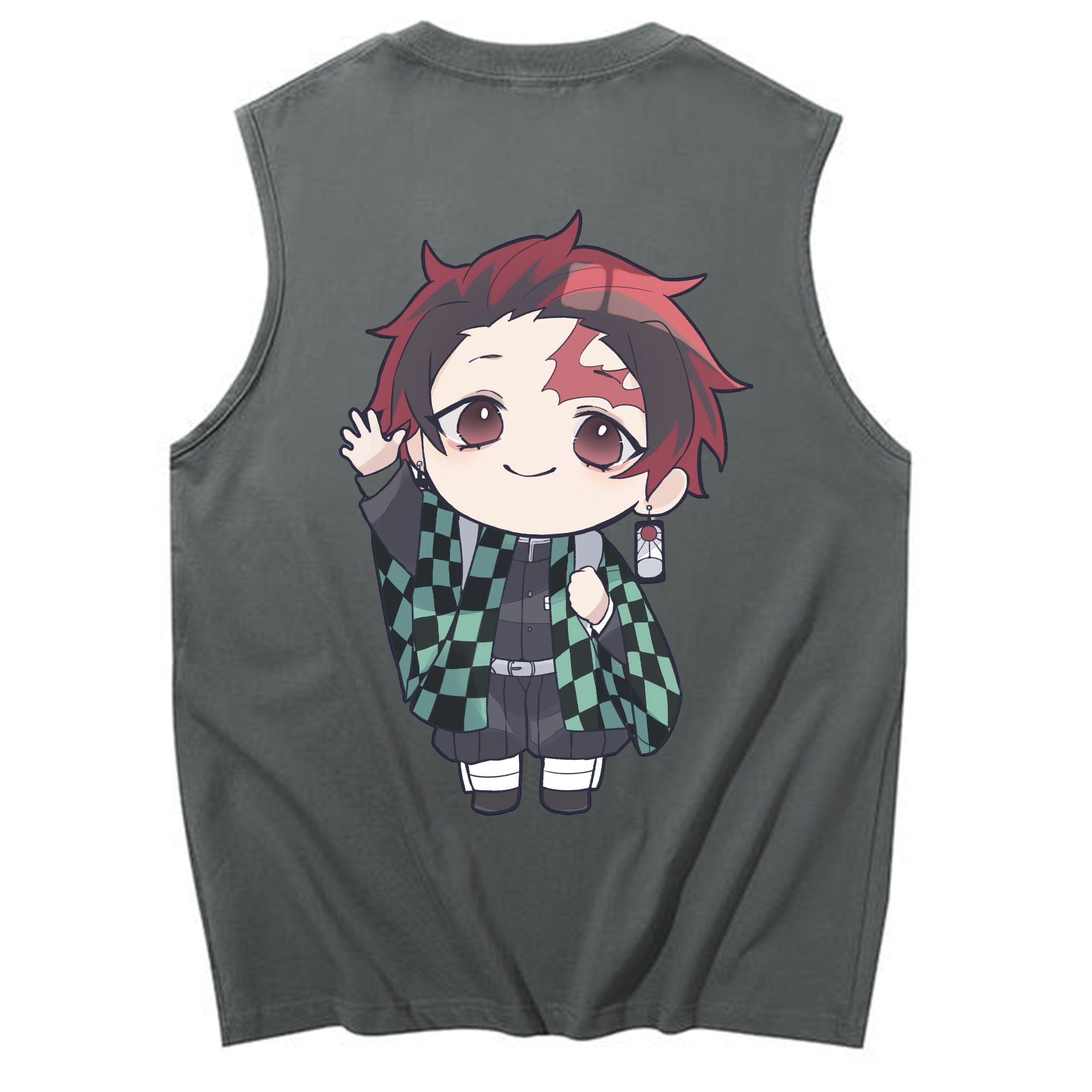 （画像用） 鬼滅の刃 竈門 炭治郎／かまど たんじろう Kamado Tanjirou コットン100％タンクトップ（背面プリント）